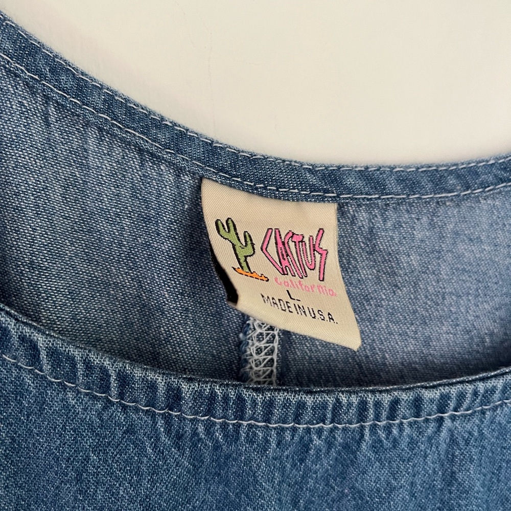 Cactus California Vintage Denim Dress Hand- Painted Kokopelli & Cactus Sz Large - Picture 4 of 16